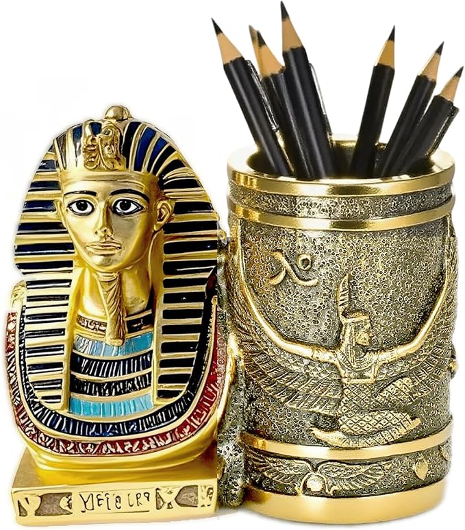 Daisylily Ancient Egyptian Pencil Holder, King Pharaoh Pen Cup, Pen Holder by Daisylily