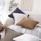 Foindtower Set of 2 Decorative Linen Fringe Throw Pillow Covers Cozy Boho - Image 5