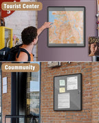 Mifuro 28"x26" Enclosed Bulletin Board, Lockable Weather-Resistant Aluminum - Image 8