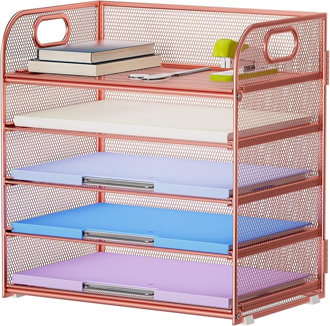 Marbrasse 5 Tier Paper Organizer Letter Tray, Mesh Desk File Organizer by Marbrasse