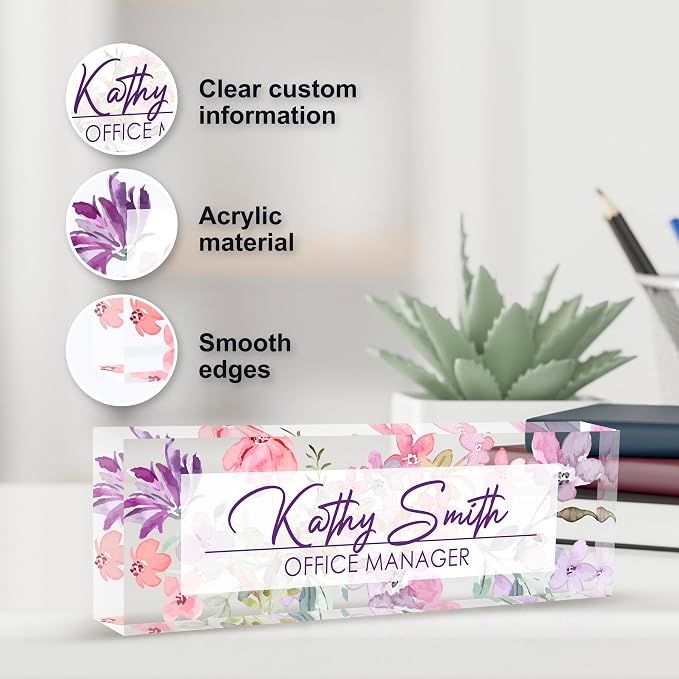 Personalized Name Plate for Desk, Custom Desk Name Plate, Acrylic Name Plate - Image 3