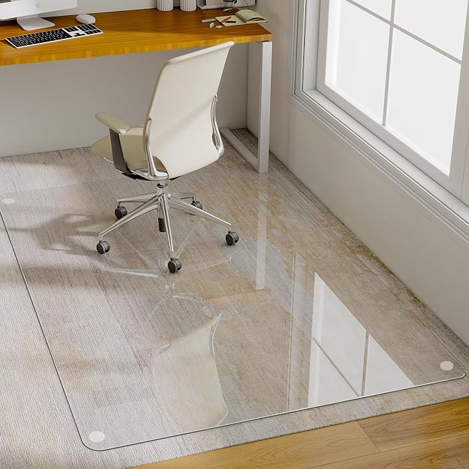 GLSLAND Tempered Glass Chair Mat, Transparent - Image 3