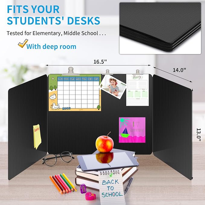 12 Pack Black Desk Dividers for Students, Privacy Shields Folder for Students - Image 5