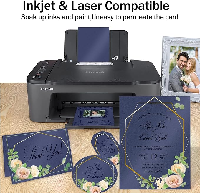 100 Sheets Navy Blue Shimmer Cardstock 8.5 x 11 Blue Paper, Goefun 80lb Card - Image 4