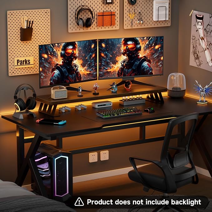 NestNeat Dual Monitor Stand Riser, 39 Inch Large Wood Monitor Stands - Image 4