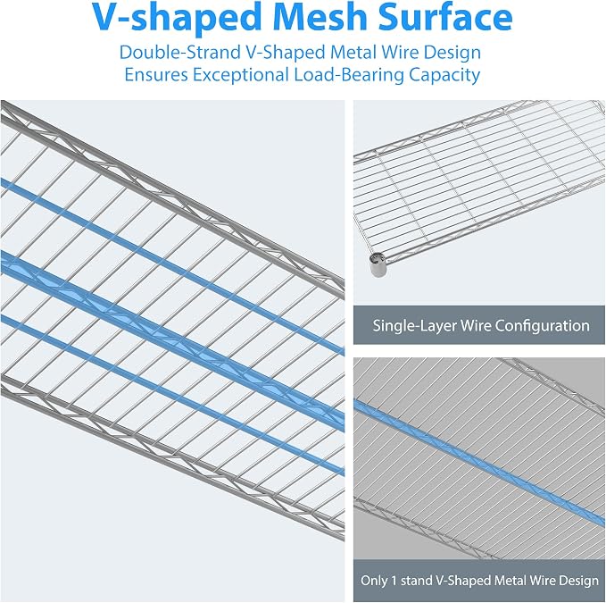 Homdox 5 Tier Heavy Duty Metal Wire Shelving - Image 9