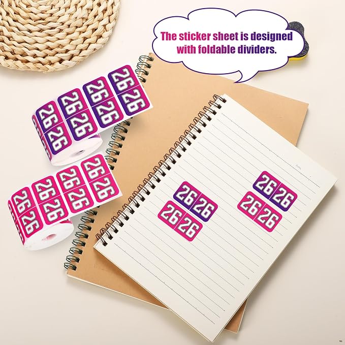 1000pcs 2026 Year Stickers, 3/4x1-1/2 Inch 26 Year Colored Self-Adhesive - Image 4