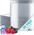 Amiff Silver Thermal Bubble Mailer, 12 x 17 Inches. 50 Pack Metallic Bubble by AMIFF