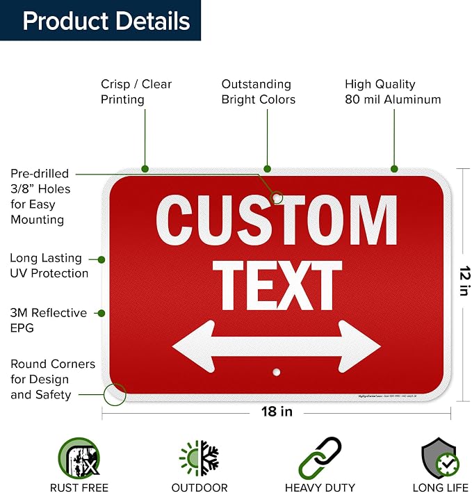 Custom Arrow, Custom Directional Sign, Two way Arrow, 12x18 Inches, 3M EGP - Image 6