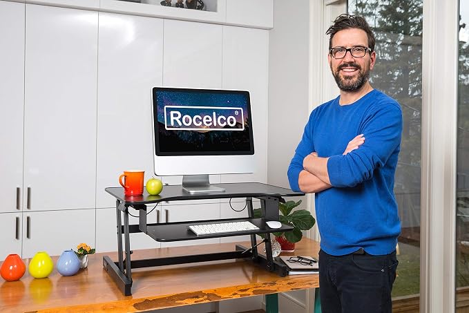 Rocelco 32" Height Adjustable Standing Desk Converter - Image 6