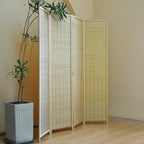 Furnnylane 4 Panel Bamboo Room Divider and Folding Panel Screen, Bamboo Panel - Image 4