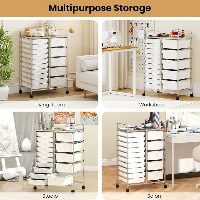 Giantex 15 Drawer Rolling Cart - Image 8