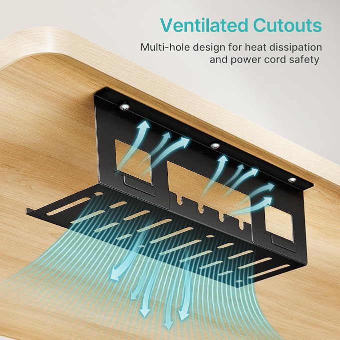 PEGZONE Under Desk Cable Management Tray, 15.7 Inches Metal Cord Organizer Rack - Image 6