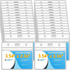 Marspark 300 Pieces Clear Plastic Horizontal Name Badge ID Card Holders by Marspark