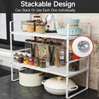 jkxoo 2Pack Expandable Cabinet Shelf Organizers, Stackable Metal Shelves - Image 5