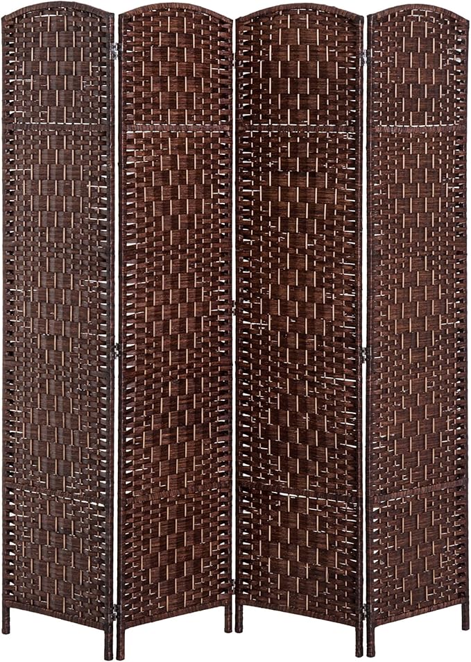HOMCOM Room Divider, 4 Panel Folding Privacy Screen, 6FT Tall Portable Wicker by HOMCOM