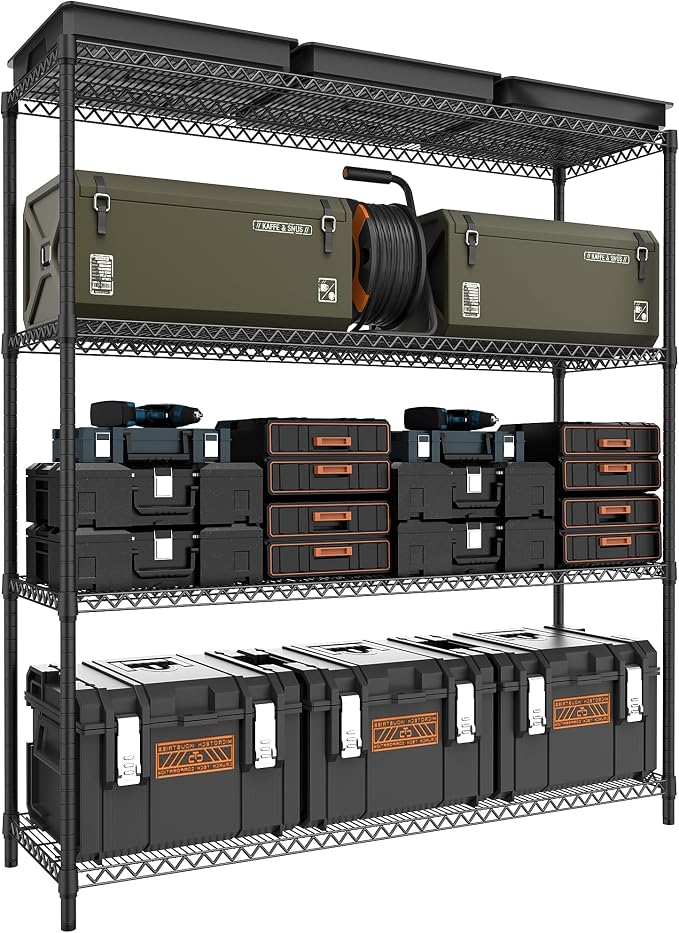 M MZG 4 Tiers Storage Shelves Load 2640LBS, Metal Shelving Wire Metal Shelving by MEIGAOPLASTICANDMETALHKCOLIMITED