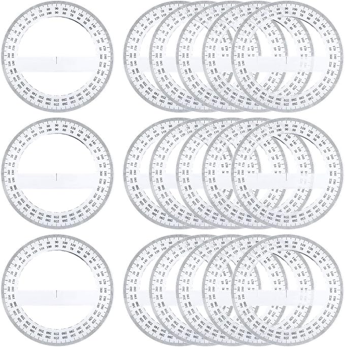 Pack of 24, 360-degree Protractor, 12.5cm Diameter, Crystal Clear by Virginia%27s+Store