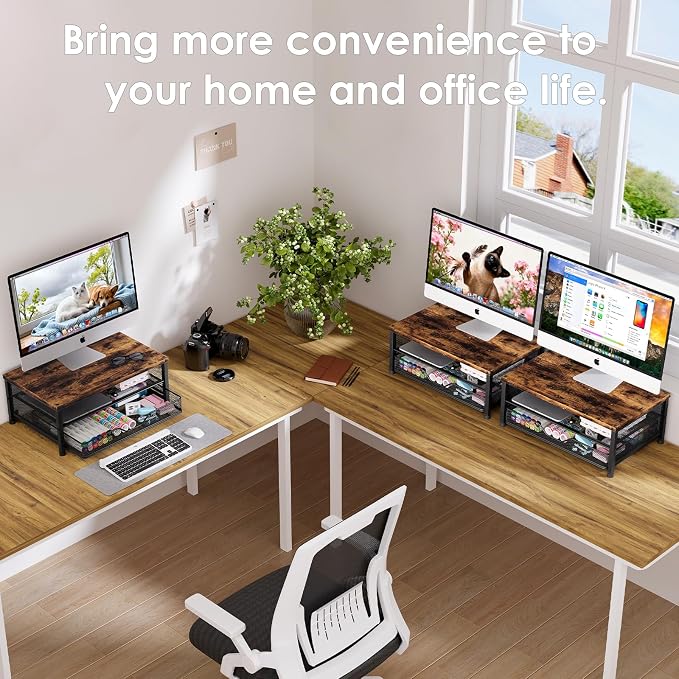 OPNICE Wood Computer Monitor Stand Riser, Desk Organizer - Image 6