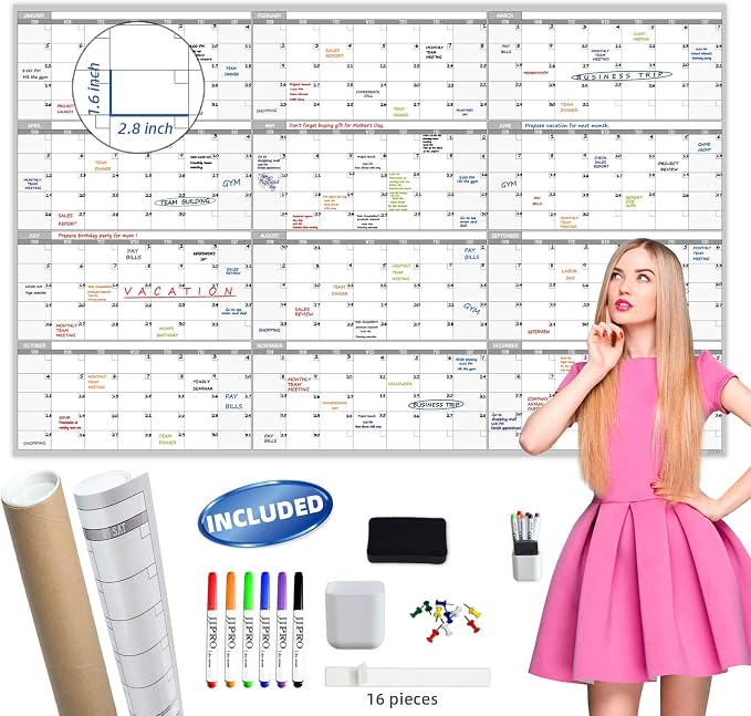 Large Dry Erase Wall Calendar by JJPRO