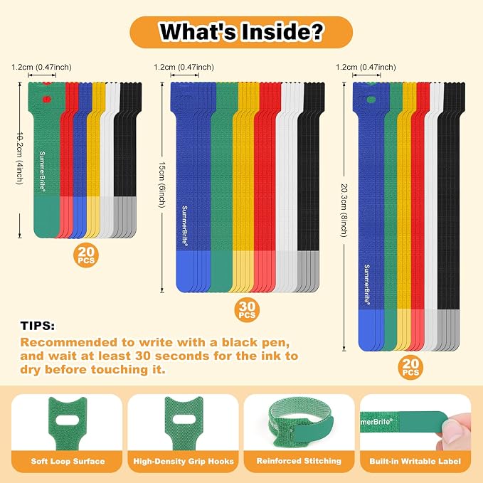 SummerBrite 70 Pack Assorted Cable Ties Multi-Color - Image 2