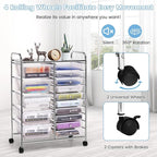 COSTWAY 15 Drawer Rolling Storage Cart, Utility Tools Paper Organizer on Wheels - Image 6