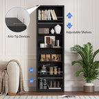 BORNOON 75" Tall Bookshelf, 6-Tier Floor Standing Bookcase - Image 5