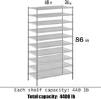 Regal Altair 24" Deep x 48" Wide x 86" Height Wire Shelving Kit | 10-Tier | NSF - Image 3
