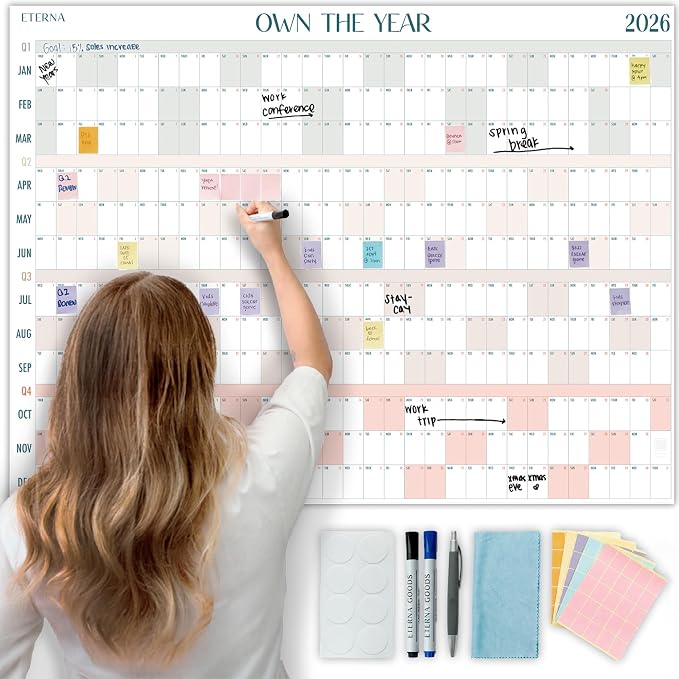 Own the Year 2026 GIANT Wall Calendar | 4ft x 3ft Full Year Dry Erase Large by EternaGoods