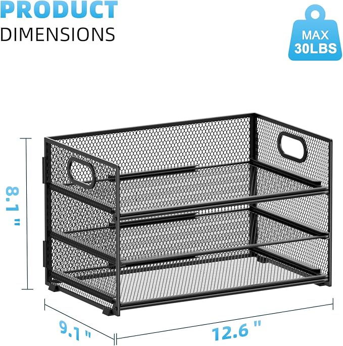 Marbrasse 3 Tier Paper Organizer Letter Tray, Mesh File Organizer - Image 3