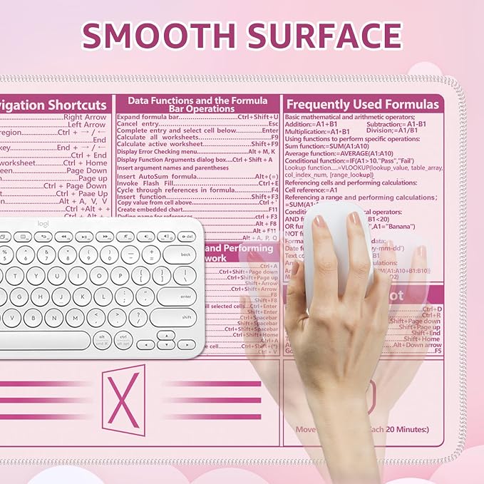 iCasso Excel Cheat Sheet Desk Pad, Excel Mouse Pad Shortcuts, Excel Shortcuts - Image 8