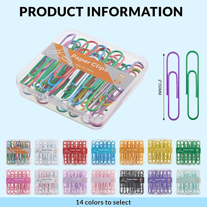 NEEWAY Colorful Large Paper Clips, 2 Inch Jumbo Paper Clips, 3 Pack of 50 - Image 2