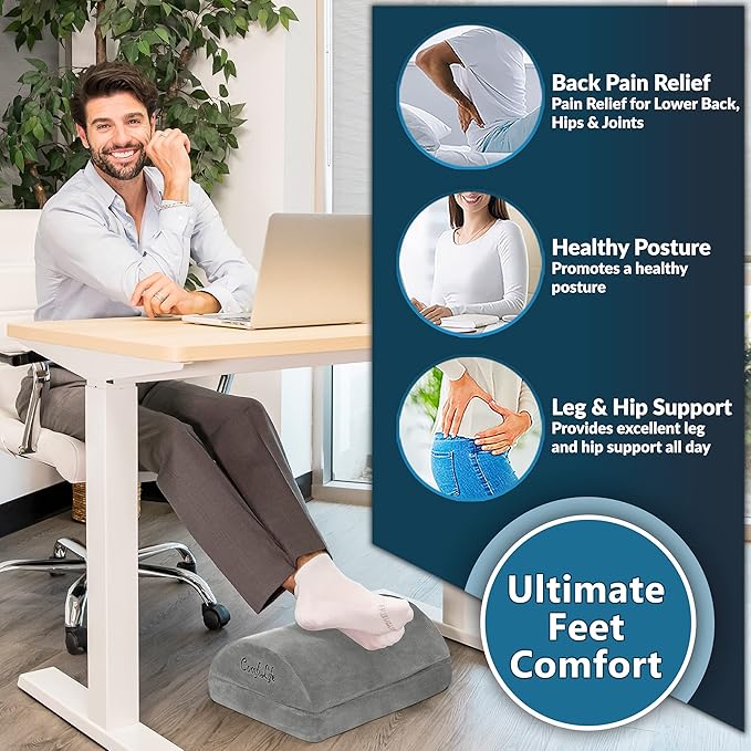 ComfiLife Foot Rest for Under Desk at Work – Adjustable Height Memory Foam Foot - Image 3