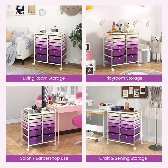LDAILY 12 Drawer Rolling Storage Cart, Craft Cart Organizer on Wheels - Image 8