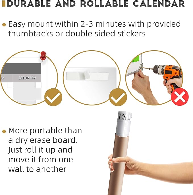 CLEVER CLEAN Large Dry Erase Wall Calendar - Image 5