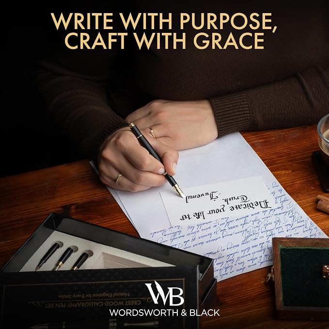 Wordsworth & Black Calligraphy Pen Gift Set, Includes Ink Bottle, 6 Ink - Image 2