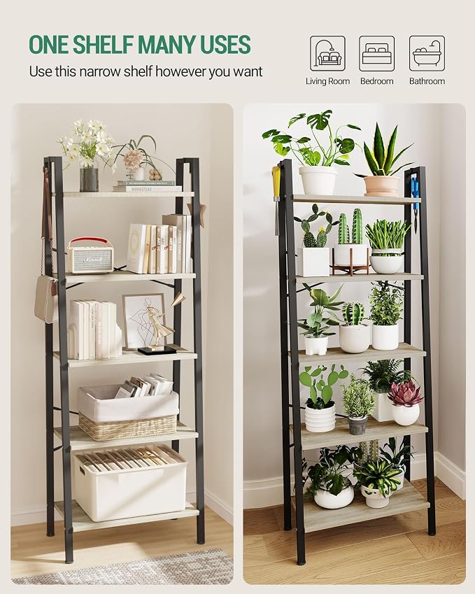 Hzuaneri Ladder Shelf, Bookshelf Bookcase, Freestanding Corner Storage Shelve - Image 6