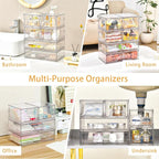 Stebopum 4 Pack Stackable Storage Drawers Clear Acrylic Organizer Bathroom - Image 7