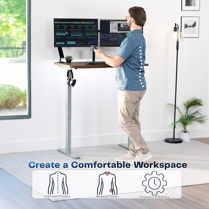 VIVO Electric 43 x 24 in Rustic Standing Desk, Memory Height Adjustment - Image 4
