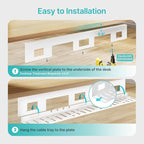 PEGZONE Under Desk Cable Management Tray, 31.5 Inches Metal Cord Organizer Rack - Image 8