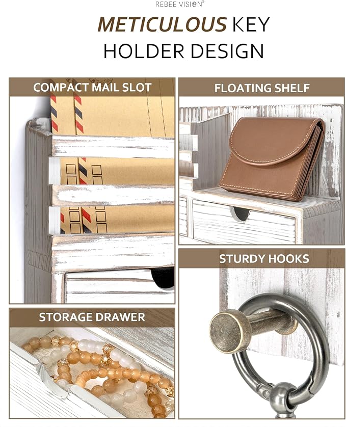 Rebee Vision Farmhouse Key Holder Wall Mount - Image 3