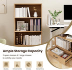 LOKO 4-Tier Bookcase with Storage Drawer, Modern Organizer Display Storage - Image 8