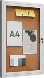 36"x24" Lockable Enclosed Bulletin Board, Outdoor Cork Weather-Resistant by Unknown