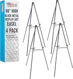 U.S. Art Supply 66" High Black Metal Display Art Easel by USArtSupply