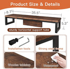 HEWORLIF Dual Monitor Stand Riser, Wood and Steel Monitor Riser, Long Computer - Image 6