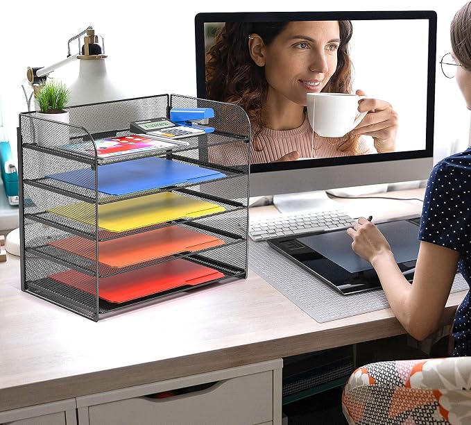 Vanulee 2 Pack Legal/A4/Letter Size Desk Paper Organizer Desktop File Organizer - Image 2