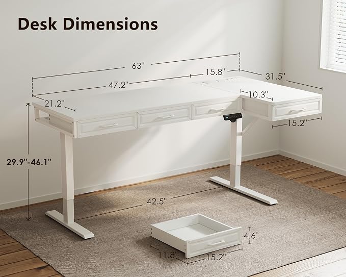 OffiGo L Shaped Electric Standing Desk - Image 3