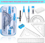 Zonon 24 Sets Math Geometry Kit Student 10 Pcs Shatterproof Storage Box - Image 3