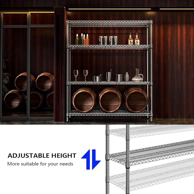 M MZG 1760 LBs 4 Tier Storage Rack Metal Wire Shelving Unit, Storage Standing - Image 6