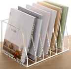 SANRUI Acrylic Desk File Organizer, 6 Vertical Compartments Clear Magazine File - Image 8